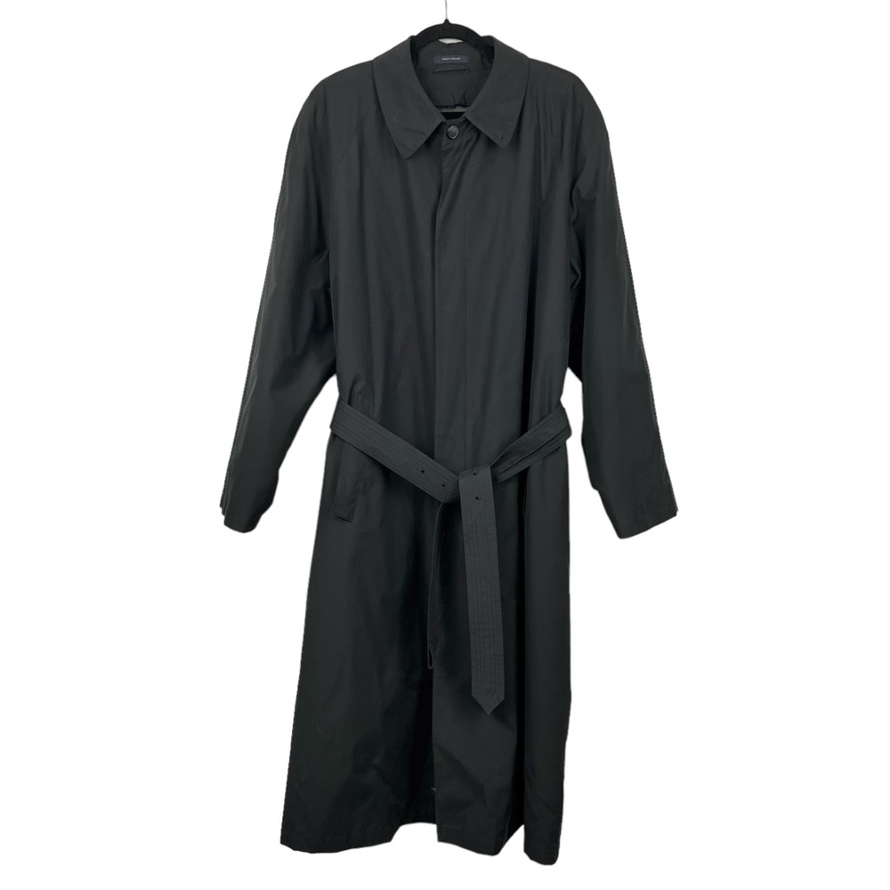 Nautica Trench Coat Size 40R Black Button Front Zip Out Insulated Lining
